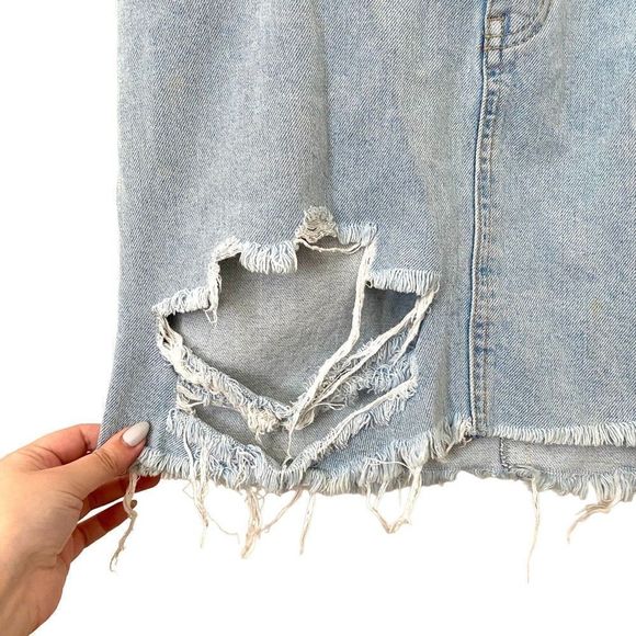 ASOS Distressed Denim Mini Skirt Sz 10 - Picture 3 of 4
